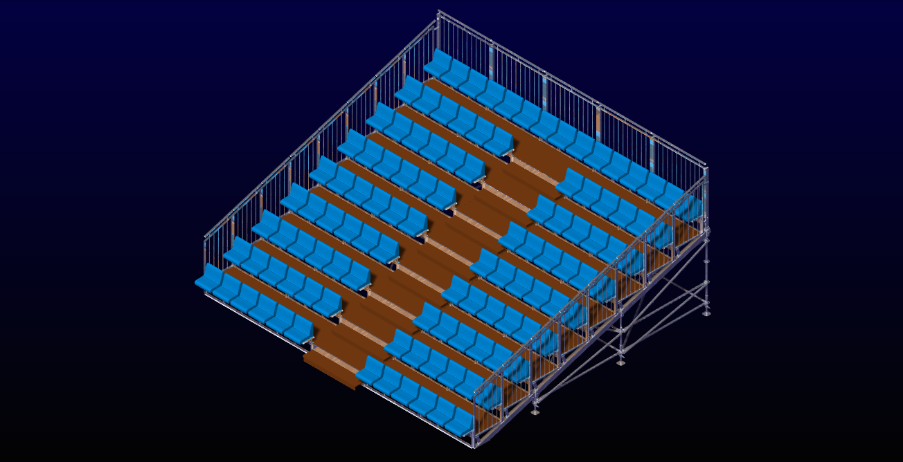 3D Modell einer Zuschauertribüne von TS-Tribünen